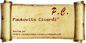 Paukovits Ciceró névjegykártya